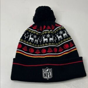 NFL Black Beanie with Red and White Reindeer Design (unisex)